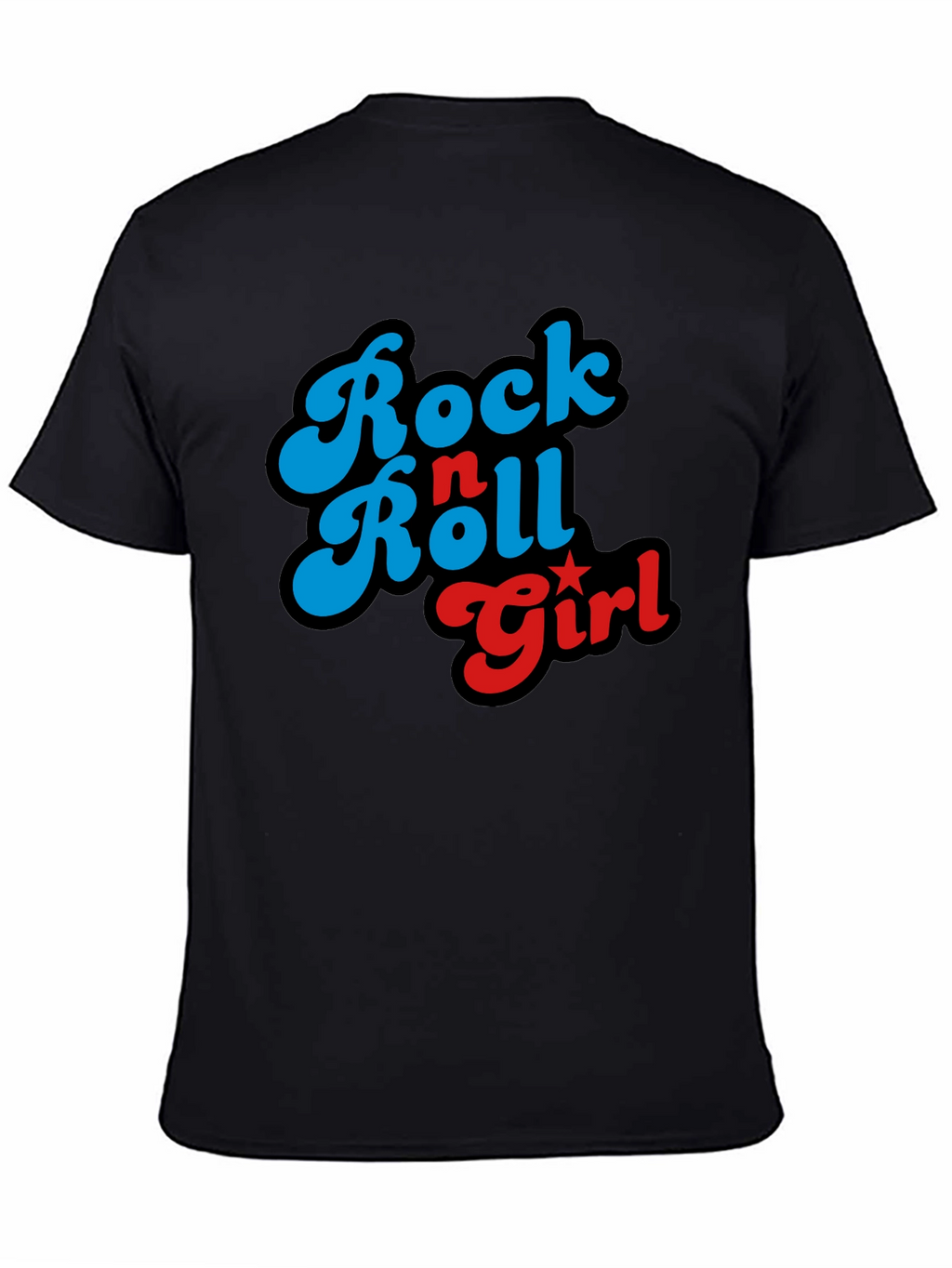 Rock n Roll Girl Graphic Print Black T-Shirt