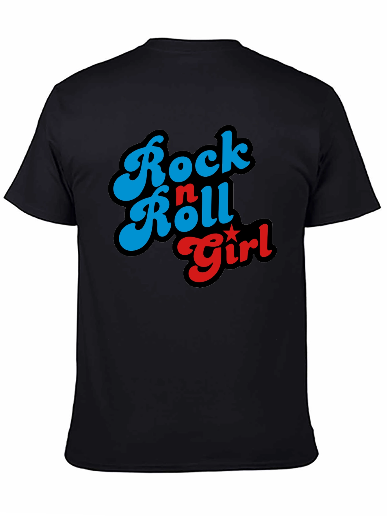 Rock n Roll Girl Graphic Print Black T-Shirt