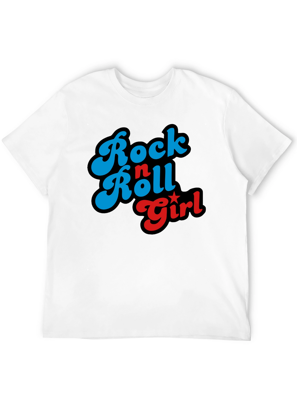 Rock n Roll Girl Graphic Print Black T-Shirt