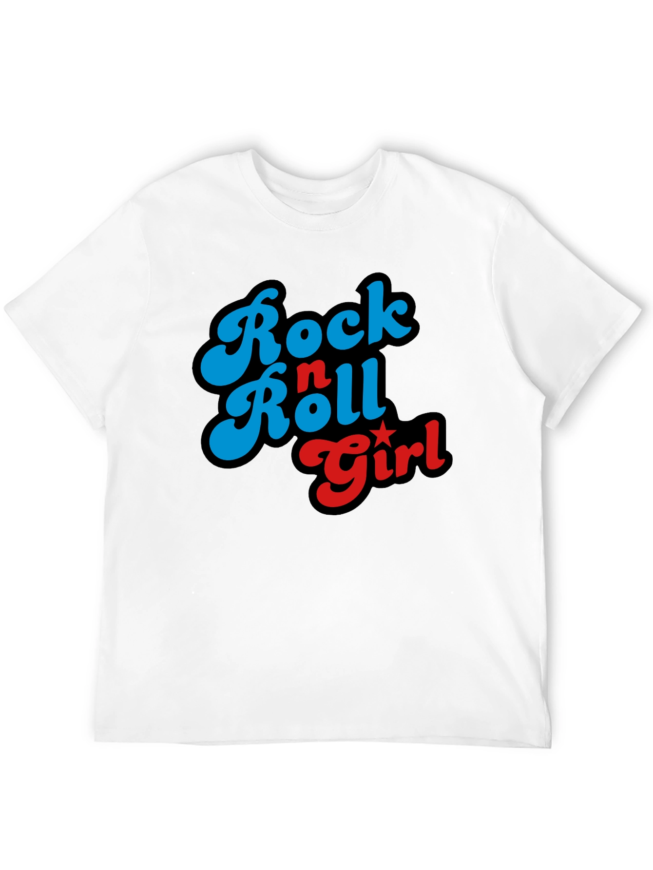 Rock n Roll Girl Graphic Print Black T-Shirt