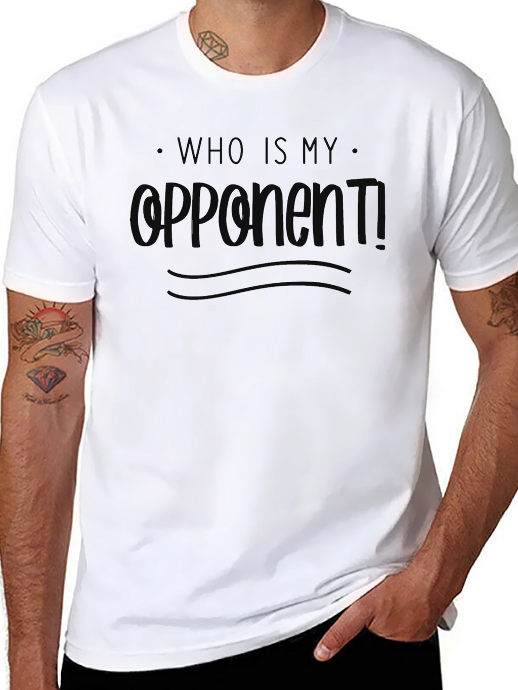 Who Is My Opponent T-Shirt - Black