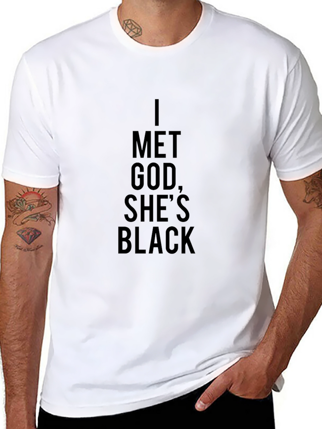 I Met God Shes Black T-Shirt - Statement Tee