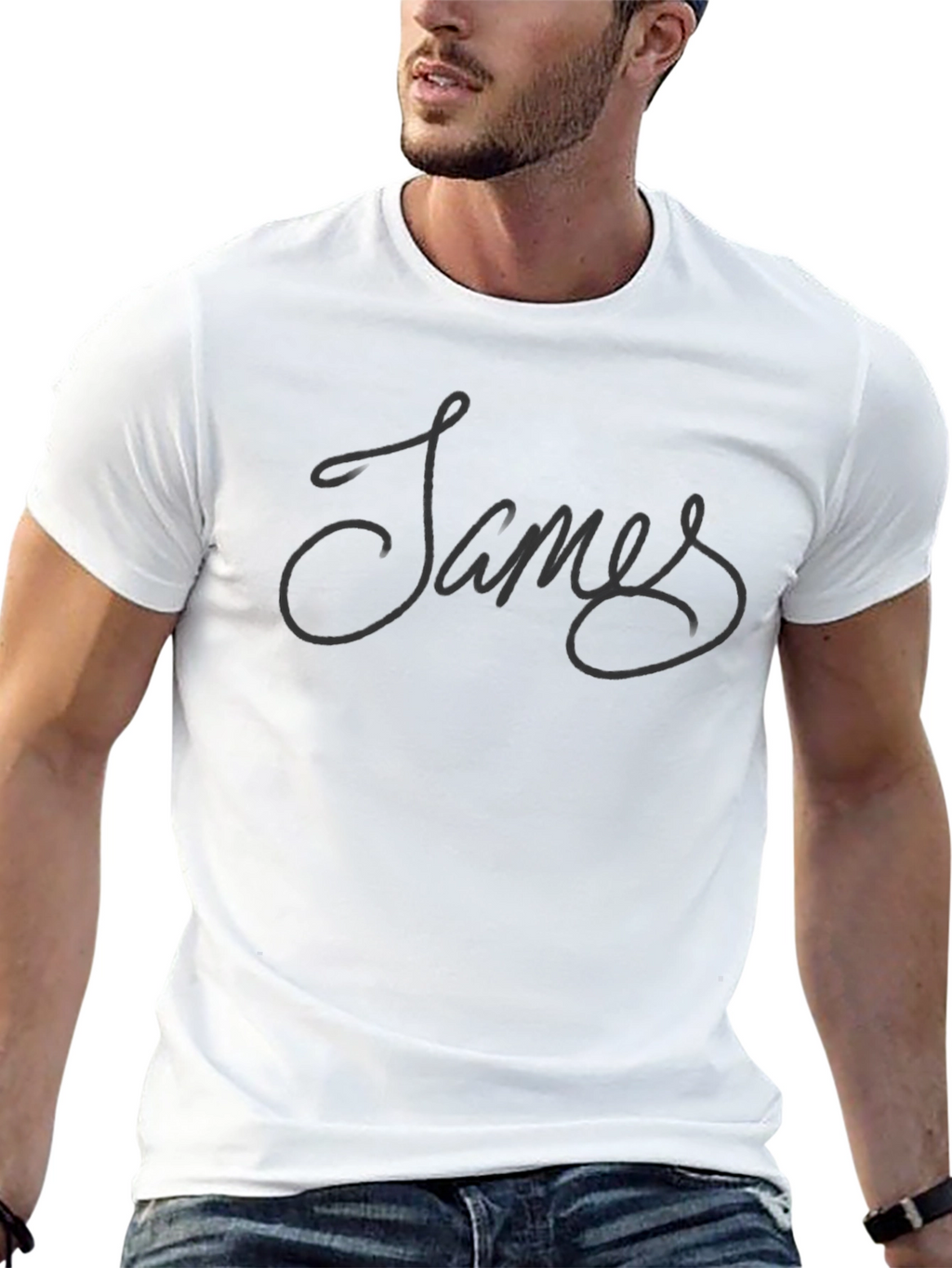 James Script Black T-Shirt - Soft Cotton Casual Tee
