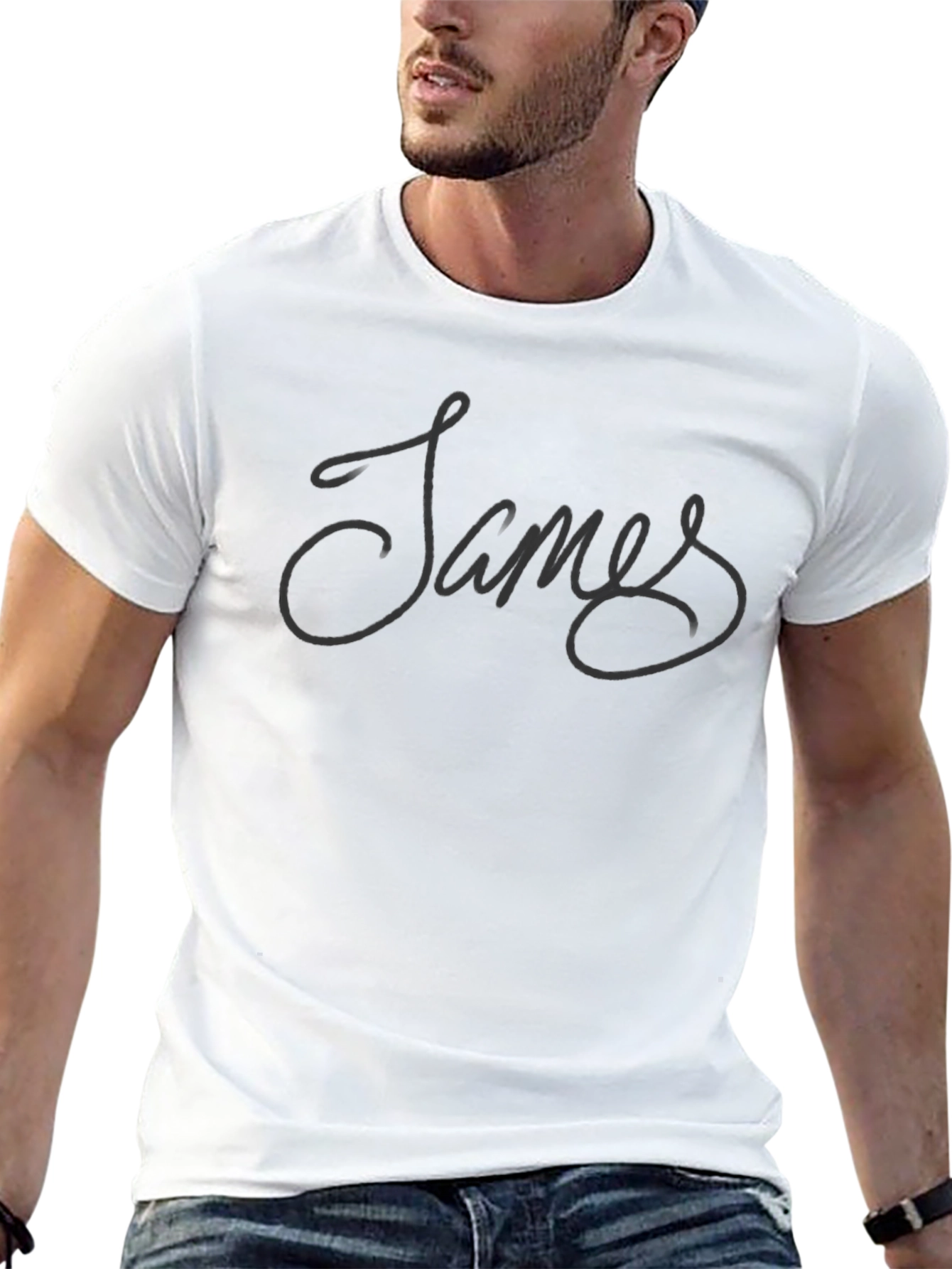 James Script Black T-Shirt - Soft Cotton Casual Tee