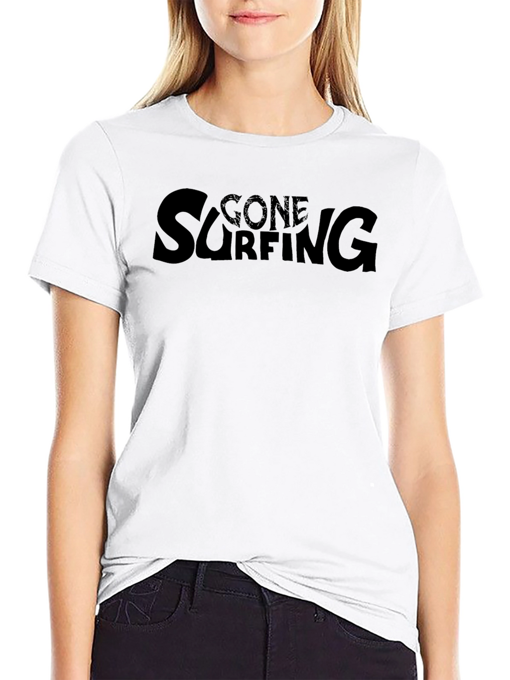 Gone Surfing Graphic Tee - Black Cotton T-Shirt