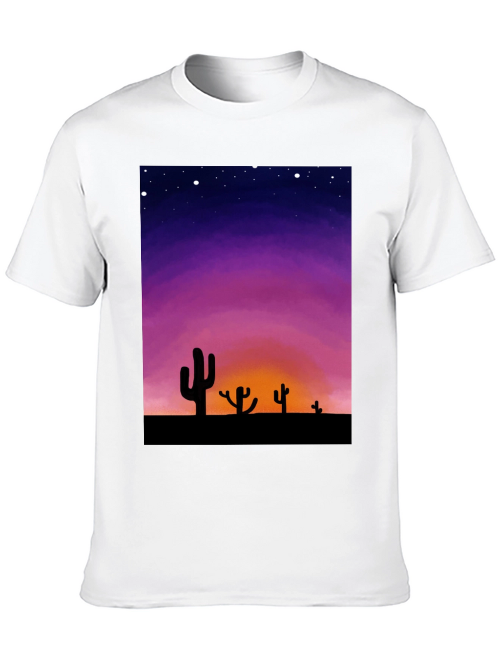 Cactus Sunset Graphic Tee - Black Cotton T-Shirt