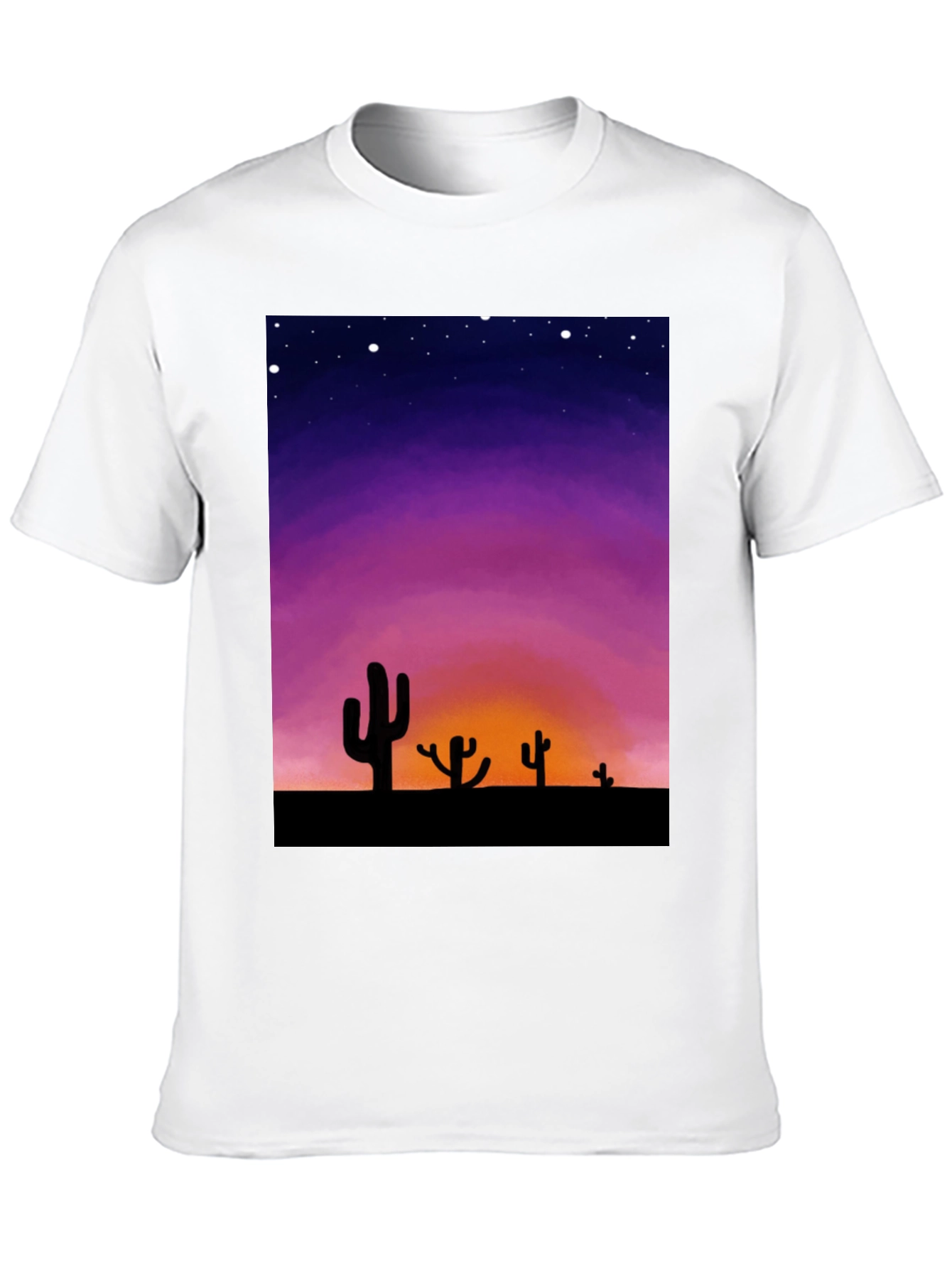 Cactus Sunset Graphic Tee - Black Cotton T-Shirt