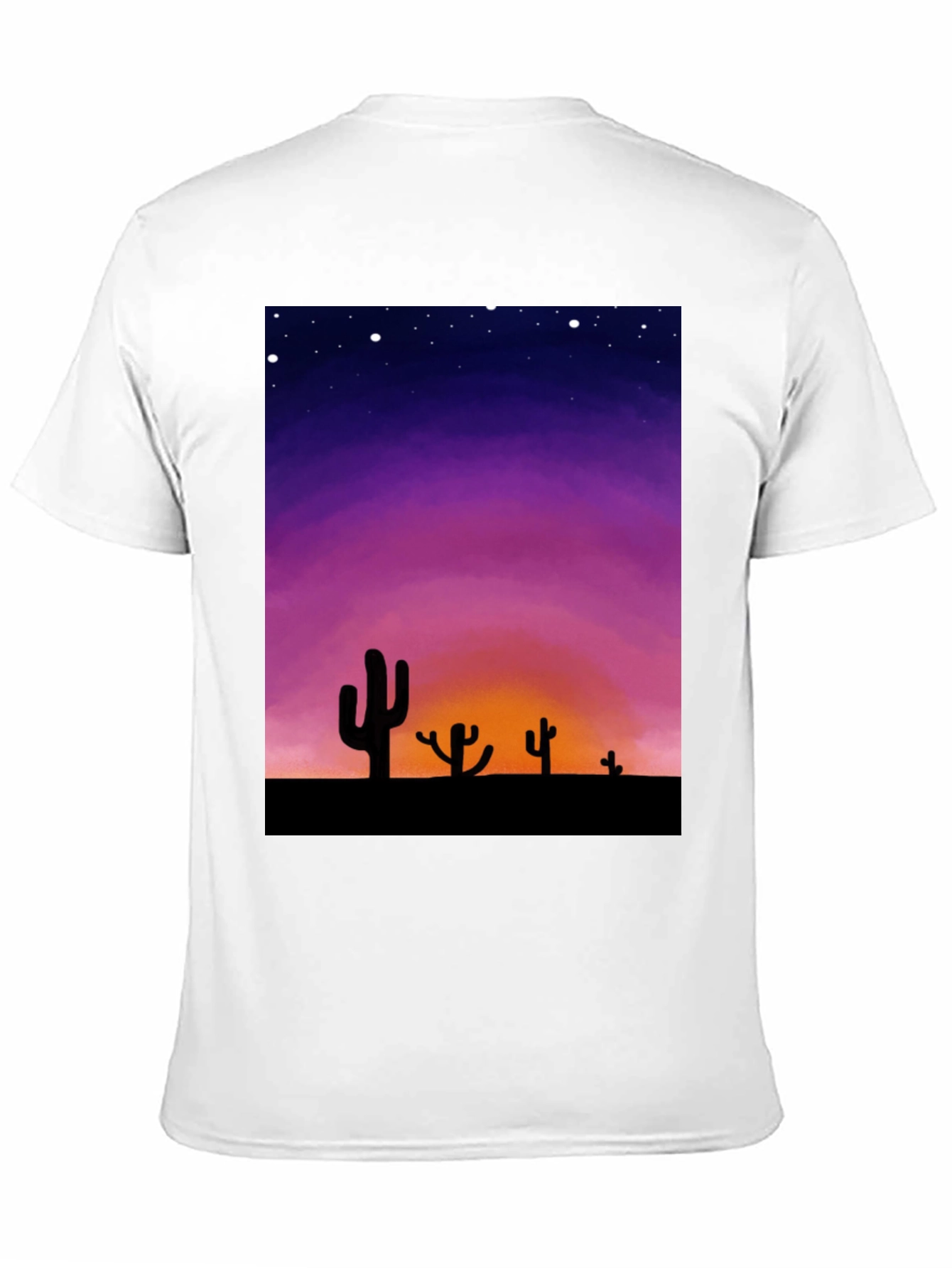 Cactus Sunset Graphic Tee - Black Cotton T-Shirt
