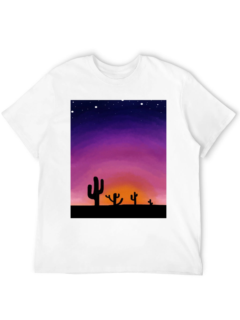 Cactus Sunset Graphic Tee - Black Cotton T-Shirt