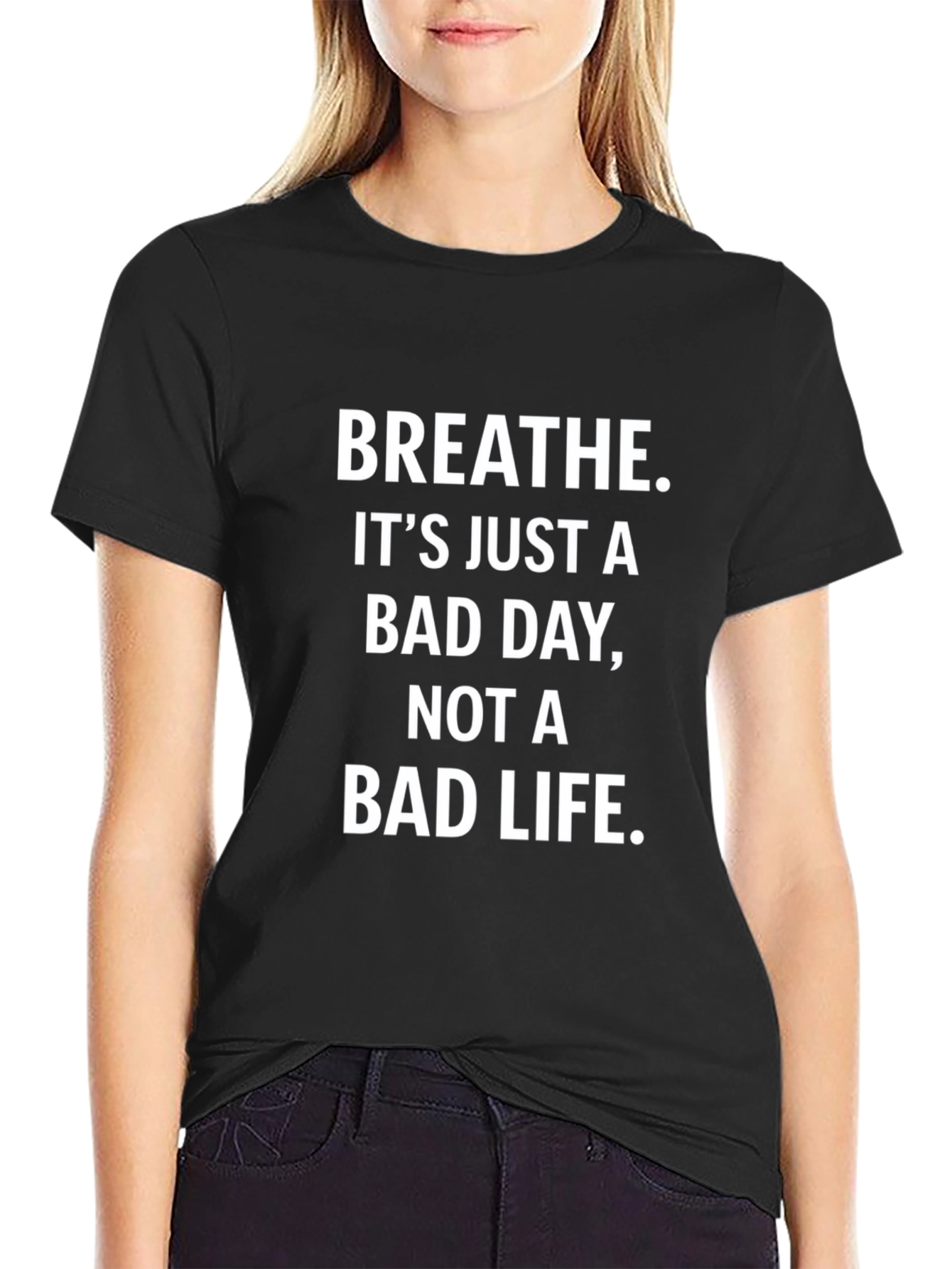 Breathe Slogan T-Shirt - Black Graphic Tee