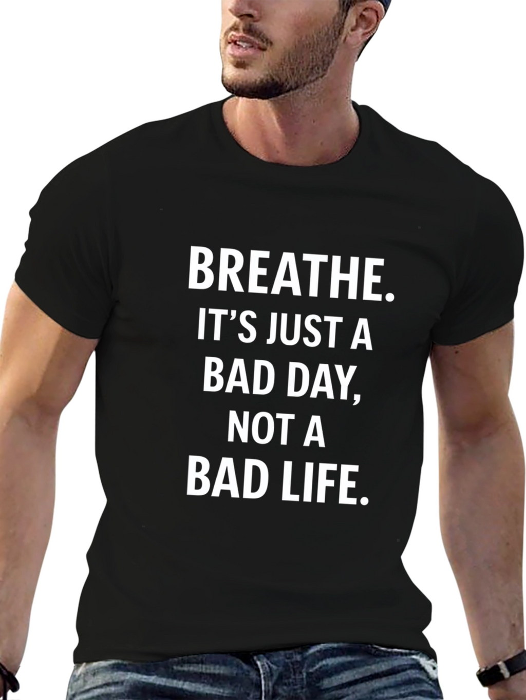 Breathe Slogan T-Shirt - Black Graphic Tee