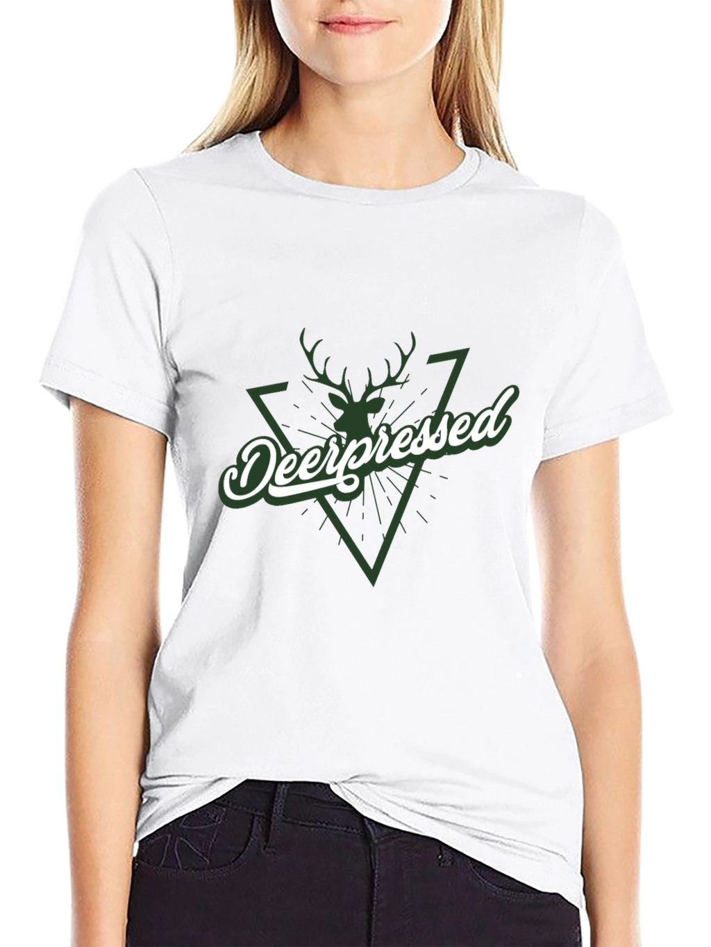 Deerpessed Graphic Tee - Black Cotton Shirt