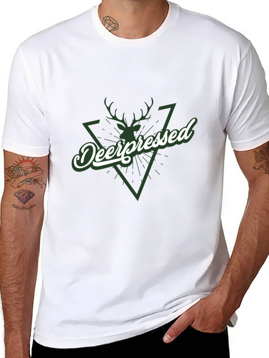 Deerpessed Graphic Tee - Black Cotton Shirt