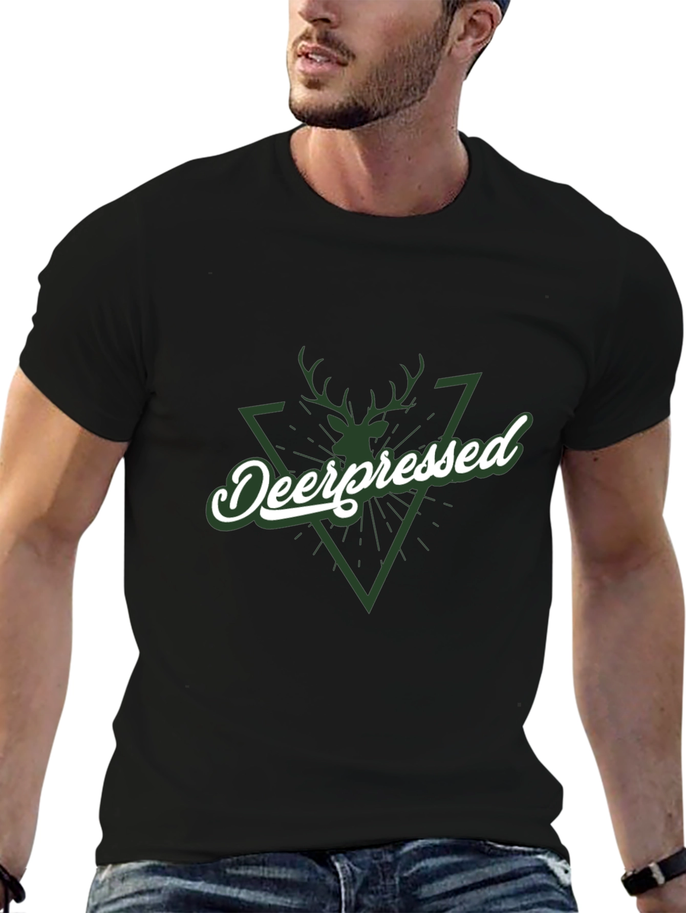Deerpessed Graphic Tee - Black Cotton Shirt