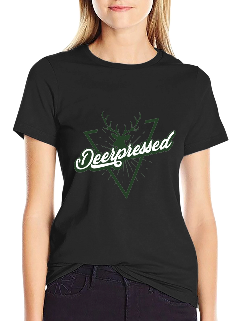 Deerpessed Graphic Tee - Black Cotton Shirt