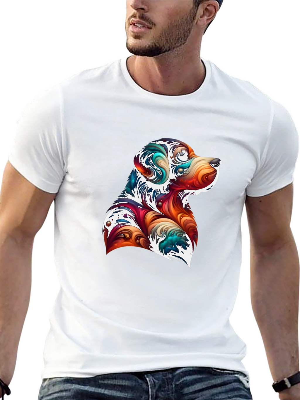 Abstract Dog Graphic T-Shirt