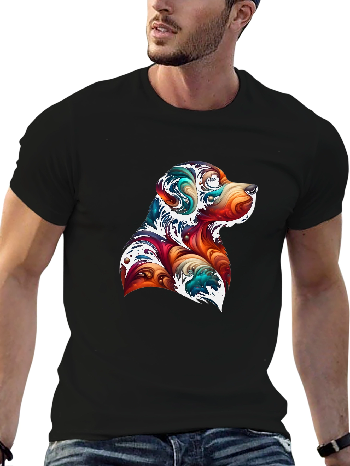 Abstract Dog Graphic T-Shirt