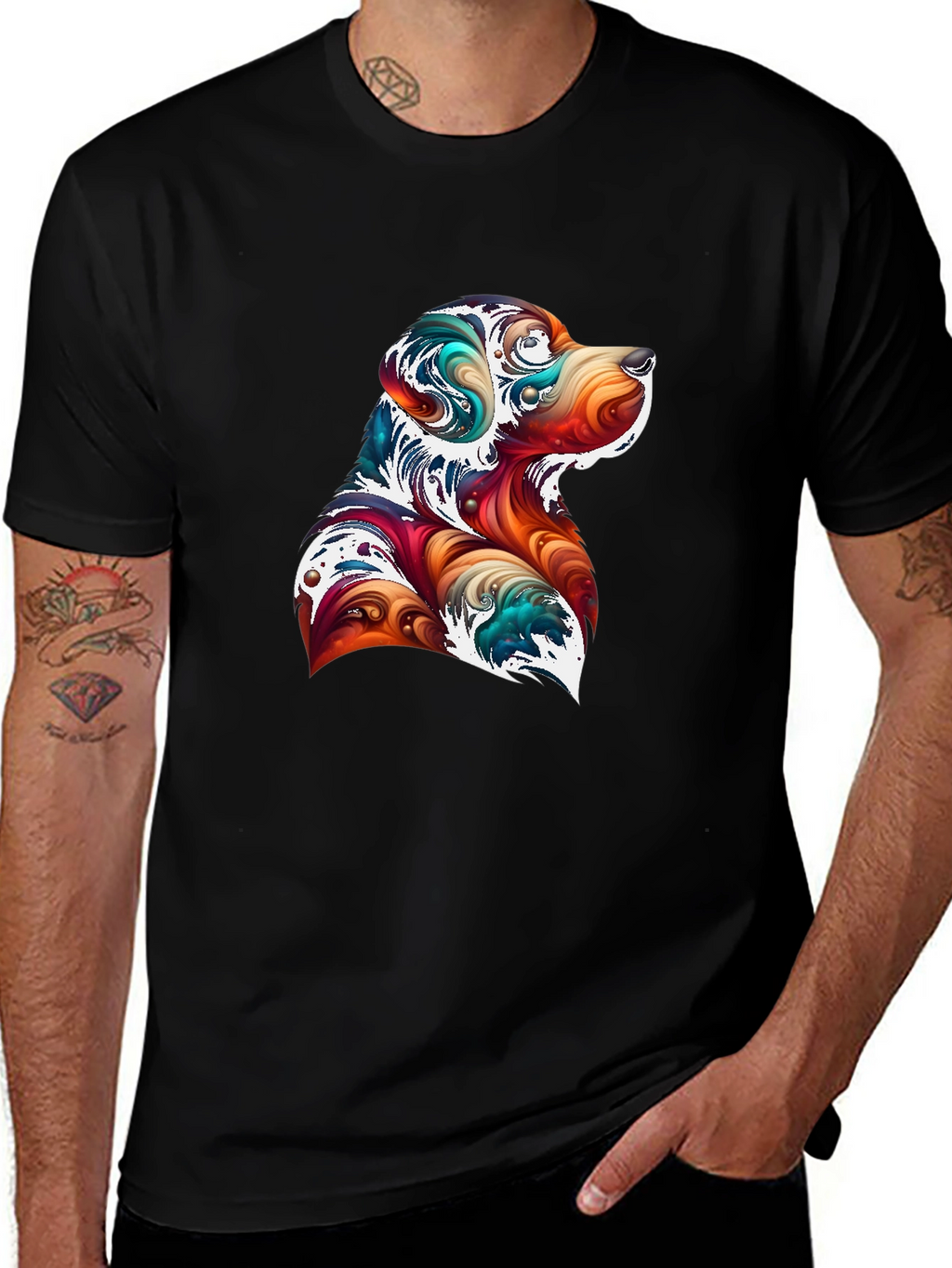 Abstract Dog Graphic T-Shirt