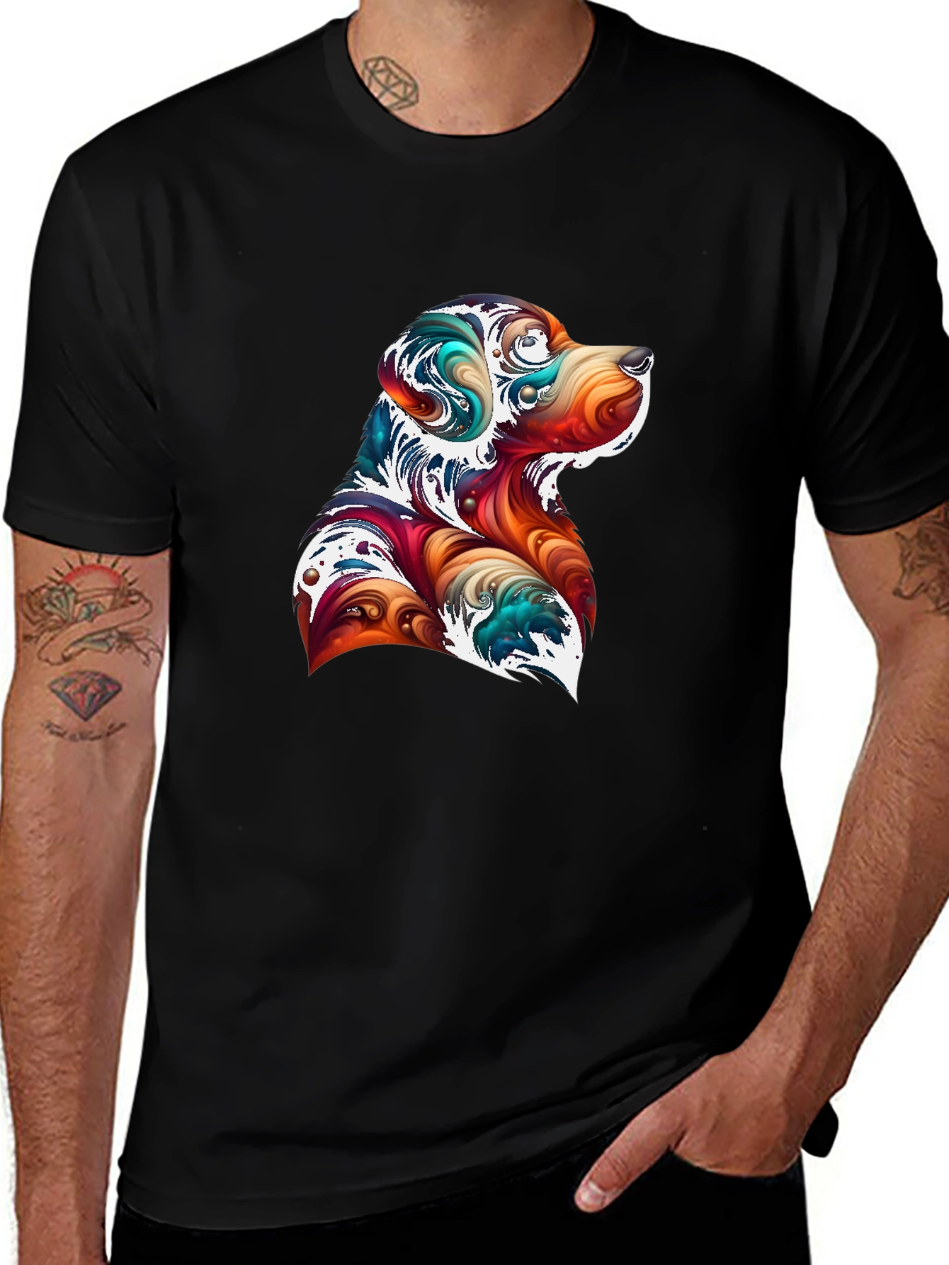 Abstract Dog Graphic T-Shirt
