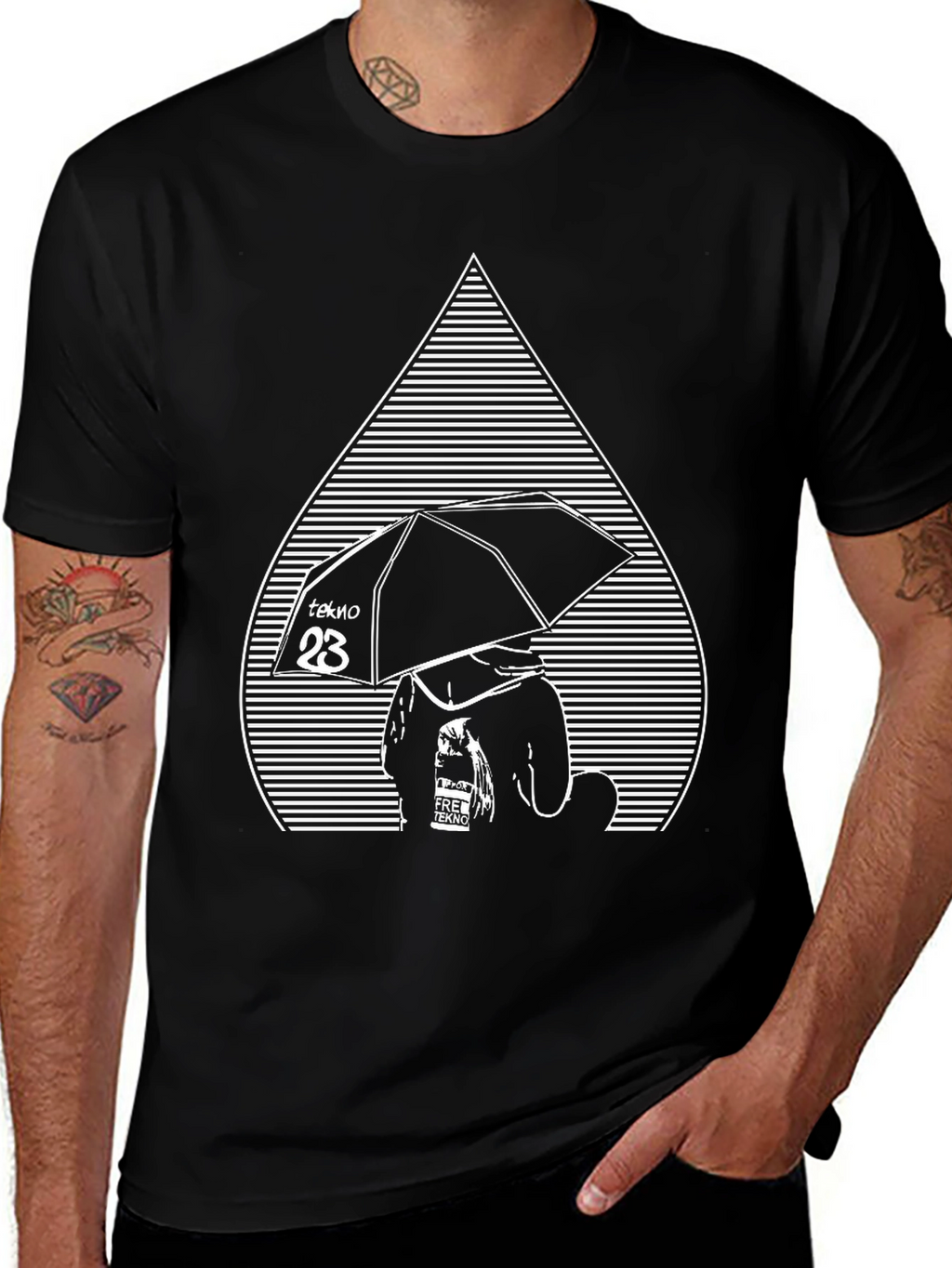 Tekno Umbrella Graphic Tee - Black Cotton Comfort