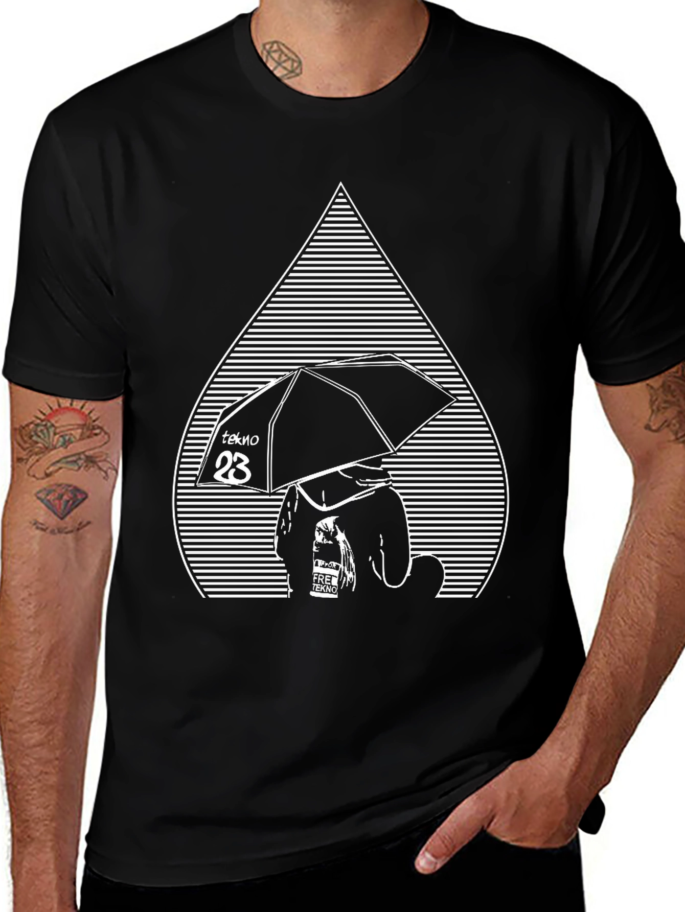 Tekno Umbrella Graphic Tee - Black Cotton Comfort
