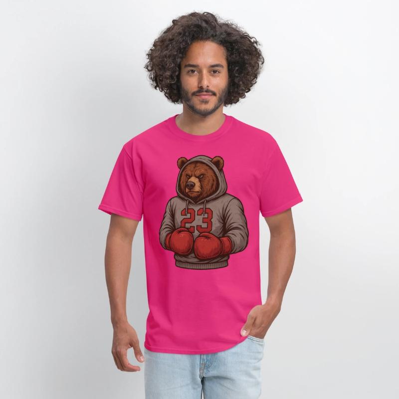 Bear 23 Boxing Hoodie Grizzly Gym Fighter Tee