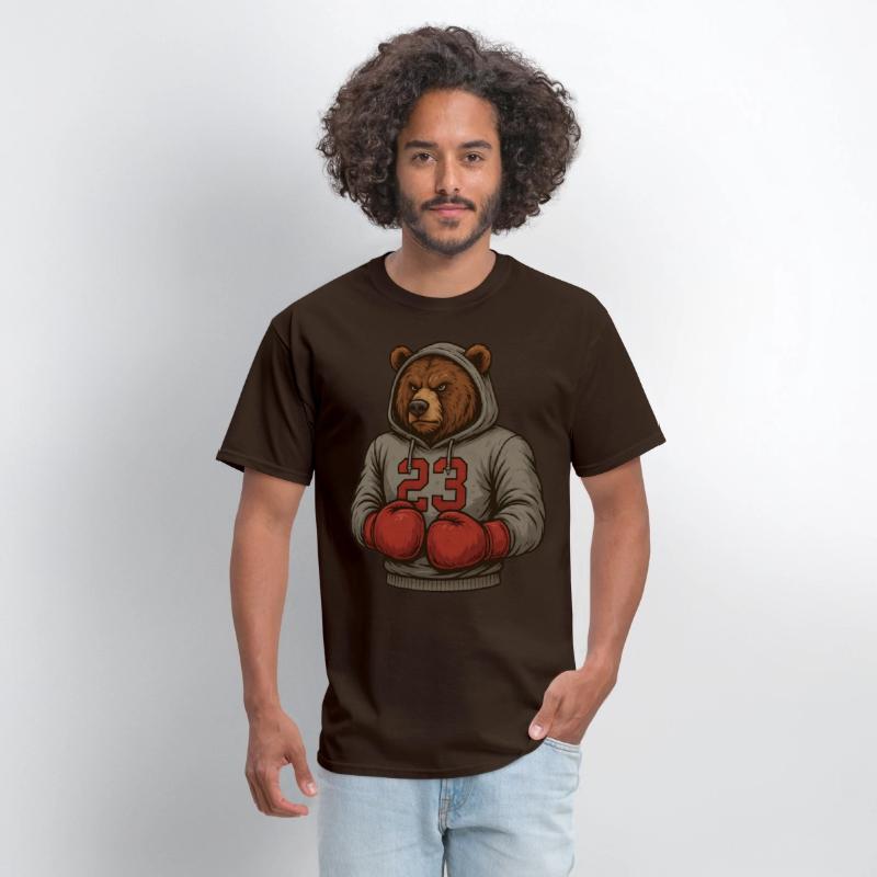 Bear 23 Boxing Hoodie Grizzly Gym Fighter Tee
