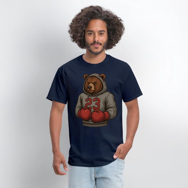 Bear 23 Boxing Hoodie Grizzly Gym Fighter Tee