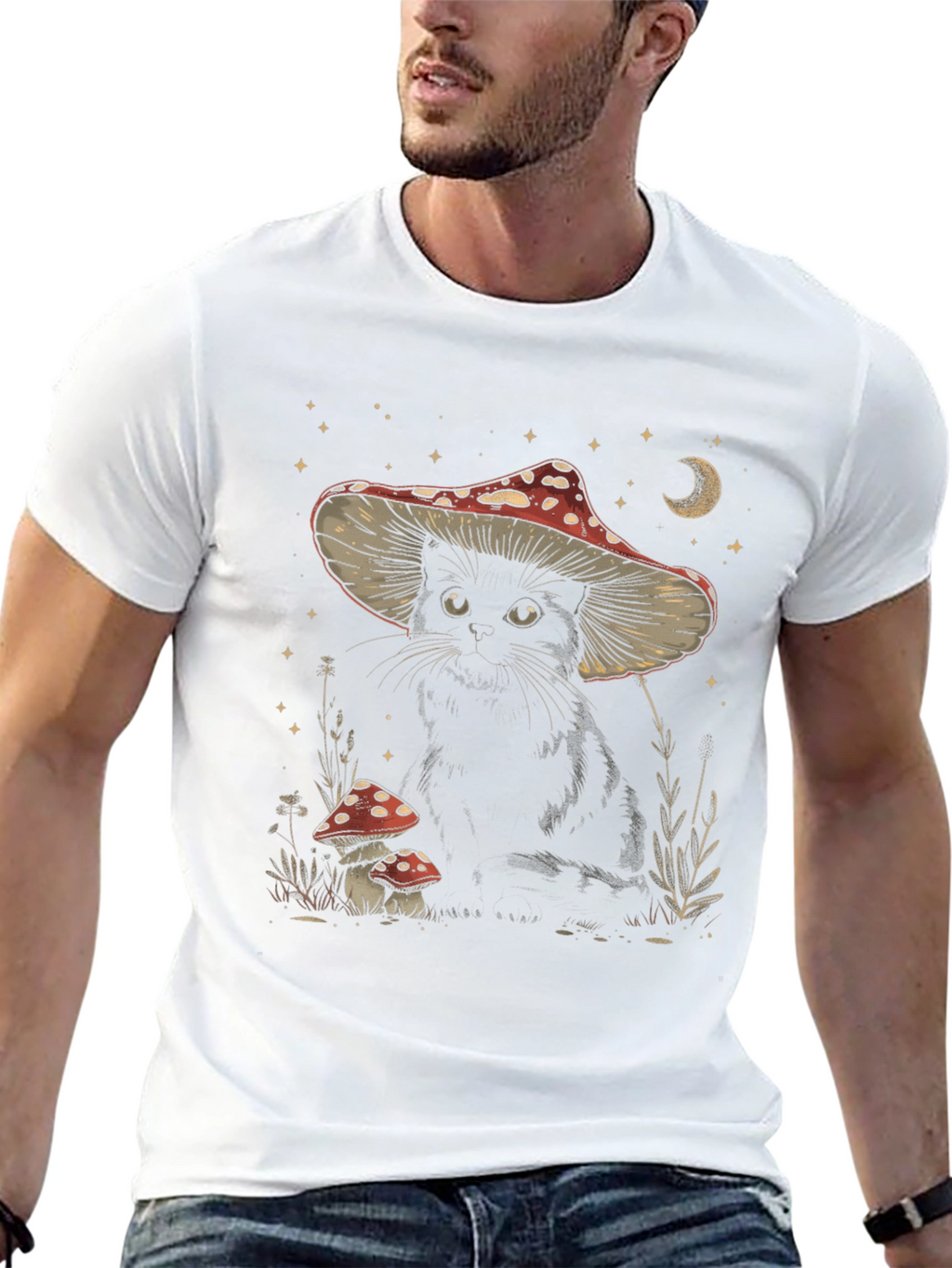 Black Cat Mushroom T-Shirt