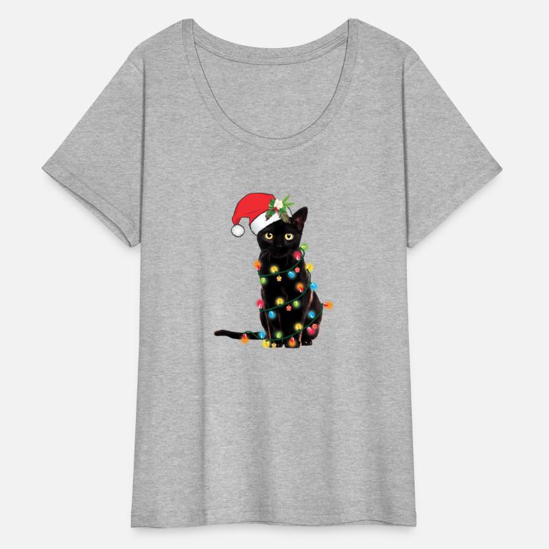 Black Cat Santa Tangled Up In Lights