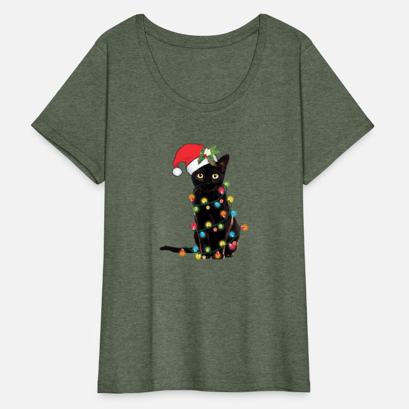 Black Cat Santa Tangled Up In Lights