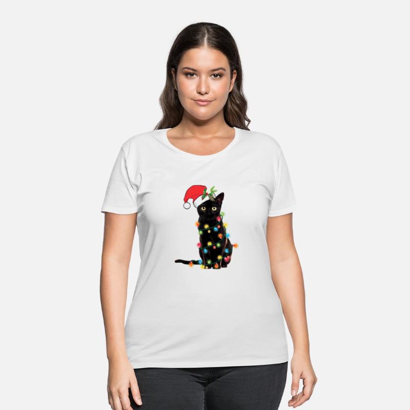 Black Cat Santa Tangled Up In Lights