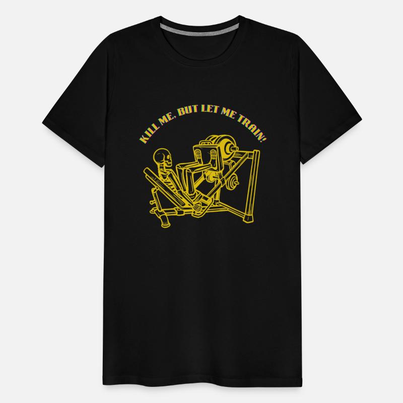 Black t-shirt"Let Me Train!" Hardcore Gym Skeleton