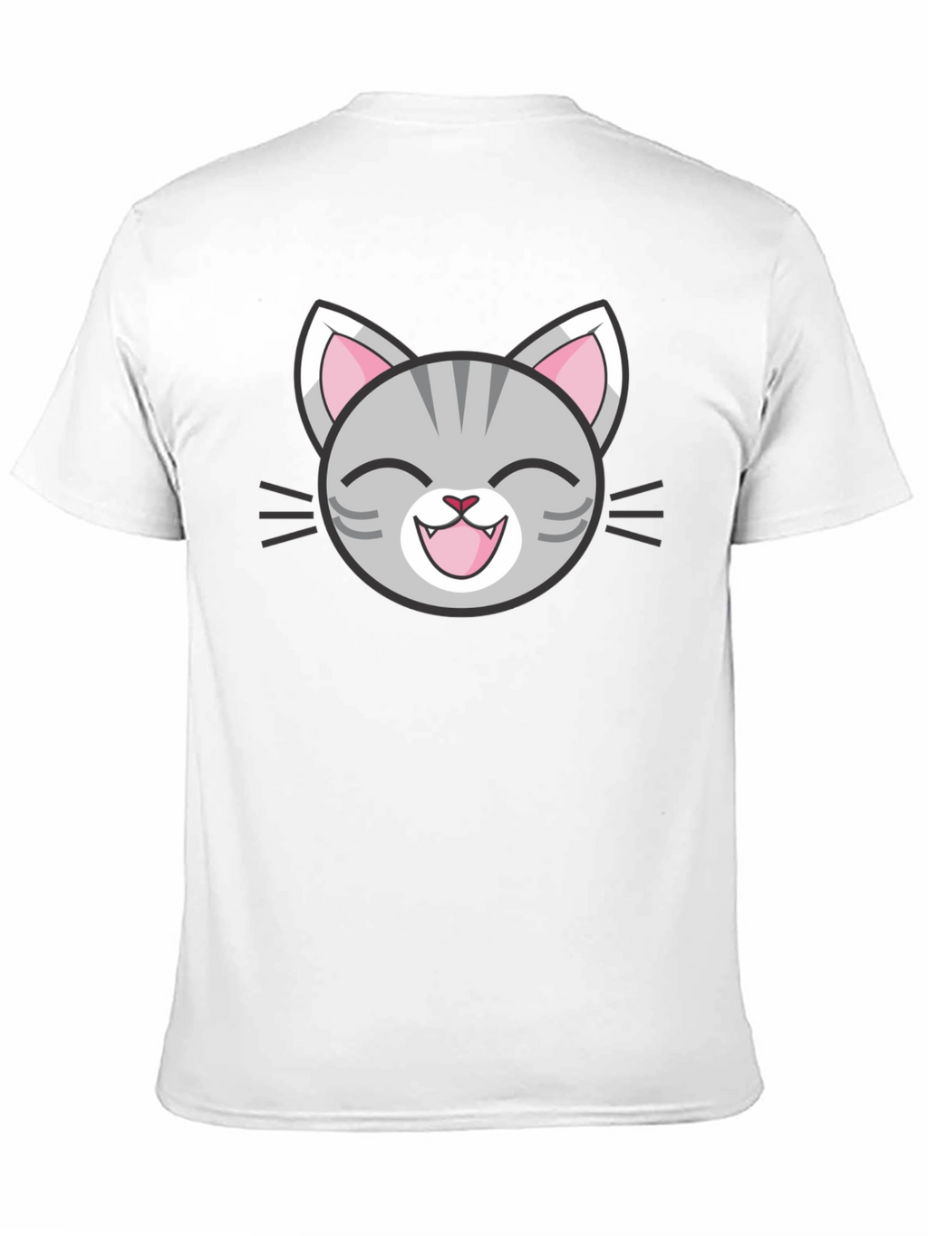 Cute Cartoon Cat Face Graphic Black T-Shirt