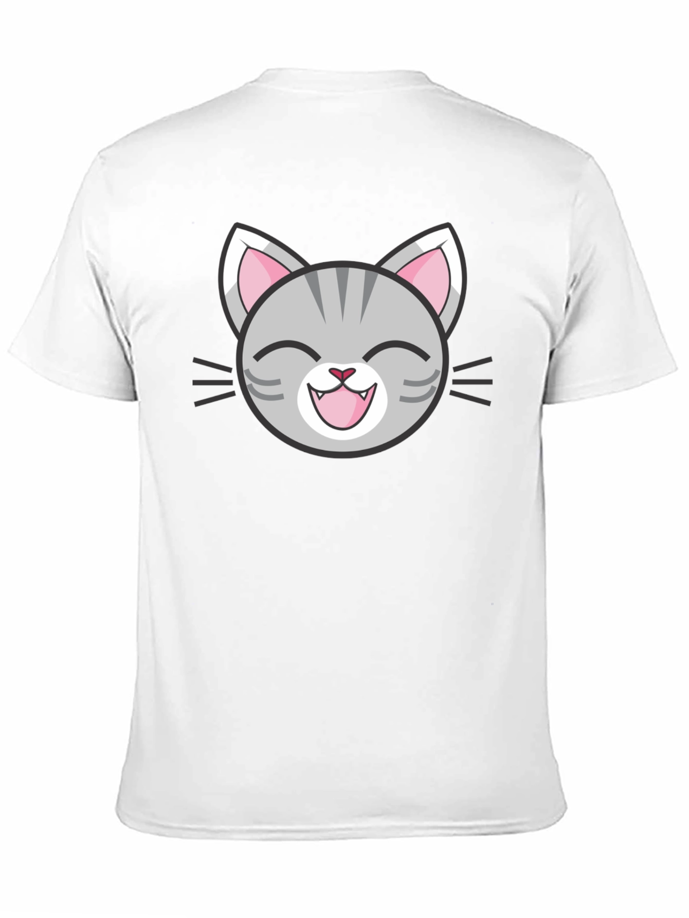 Cute Cartoon Cat Face Graphic Black T-Shirt
