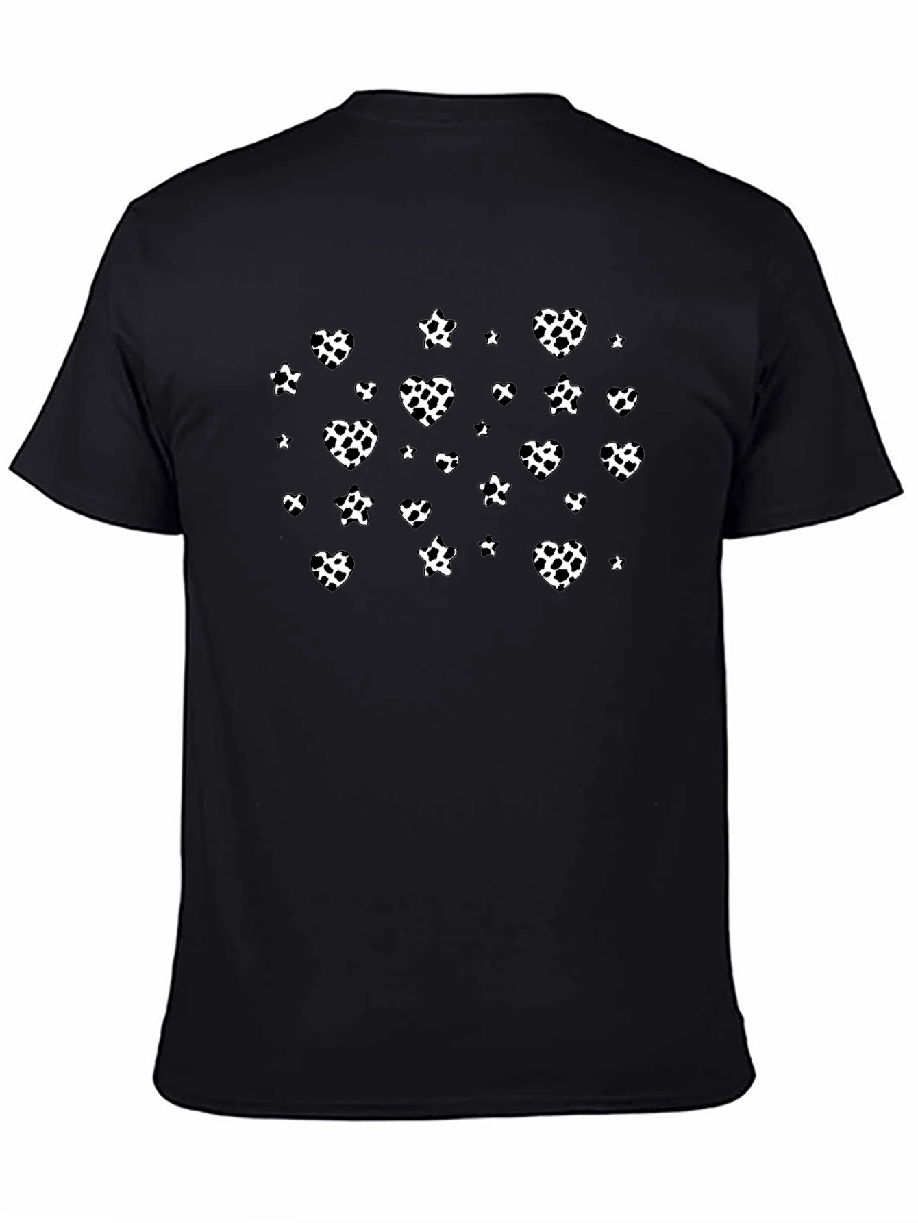 Black T-Shirt with White Heart Pattern