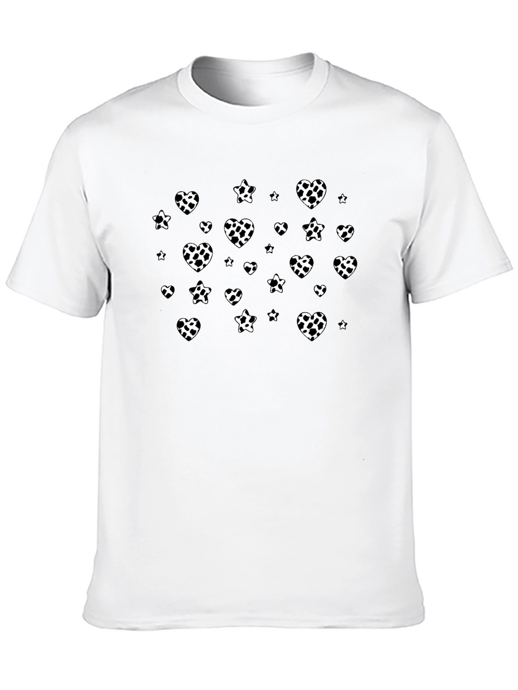 Black T-Shirt with White Heart Pattern