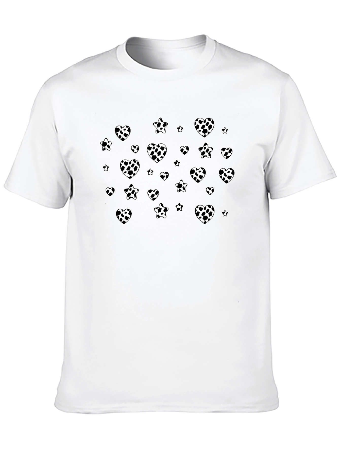 Black T-Shirt with White Heart Pattern
