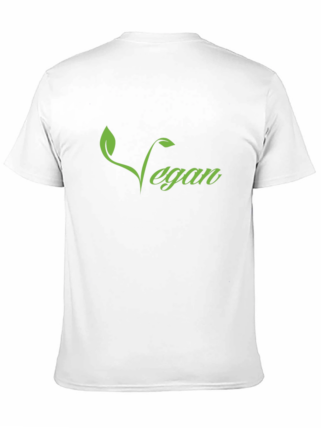 Vegan T-Shirt - Green Leaf Design Black Tee