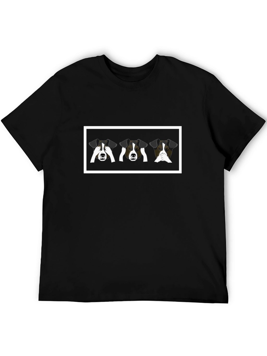 Funny Dogs Graphic Black T-Shirt