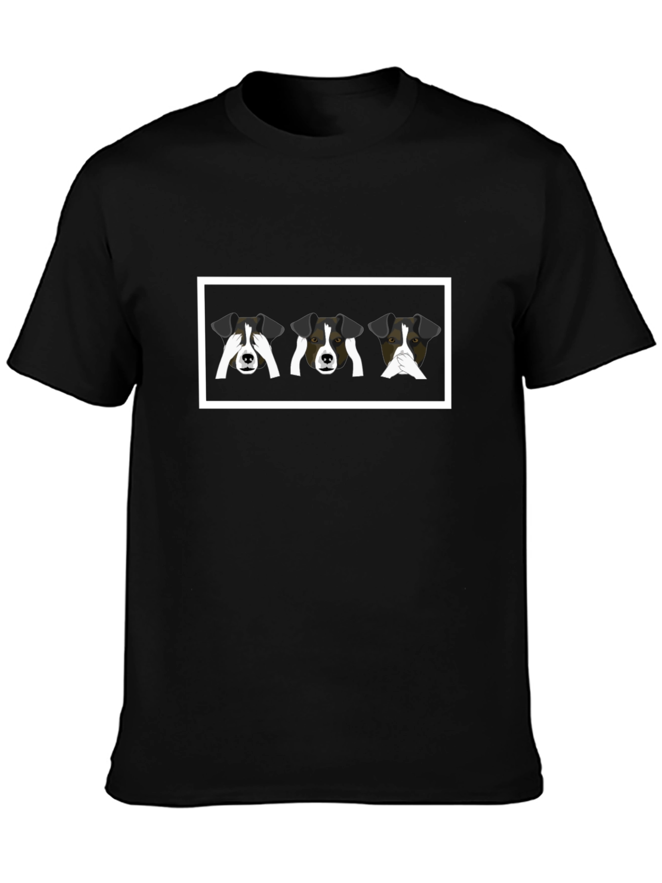 Funny Dogs Graphic Black T-Shirt