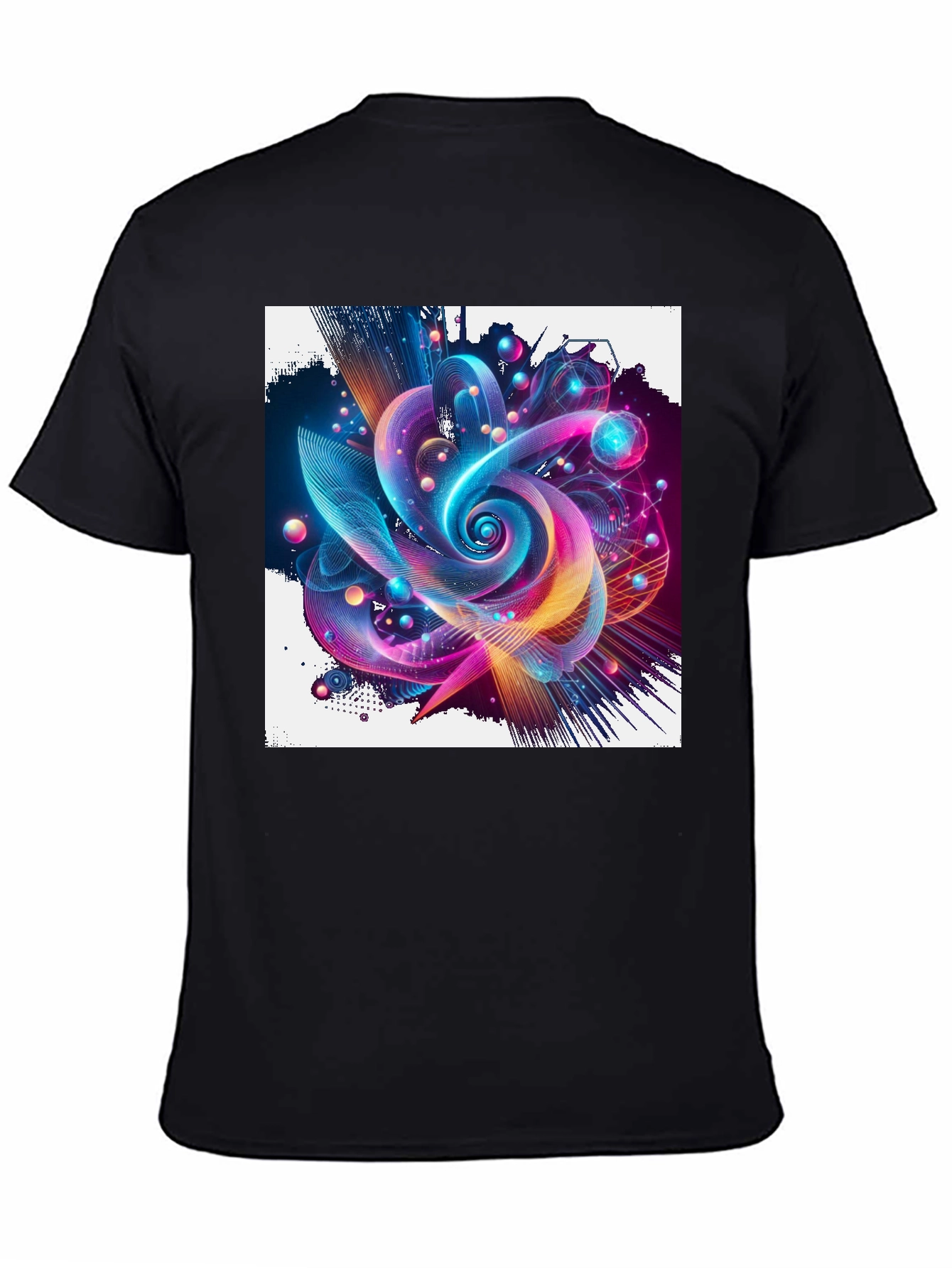 Vibrant Abstract Graphic Print Black T-Shirt