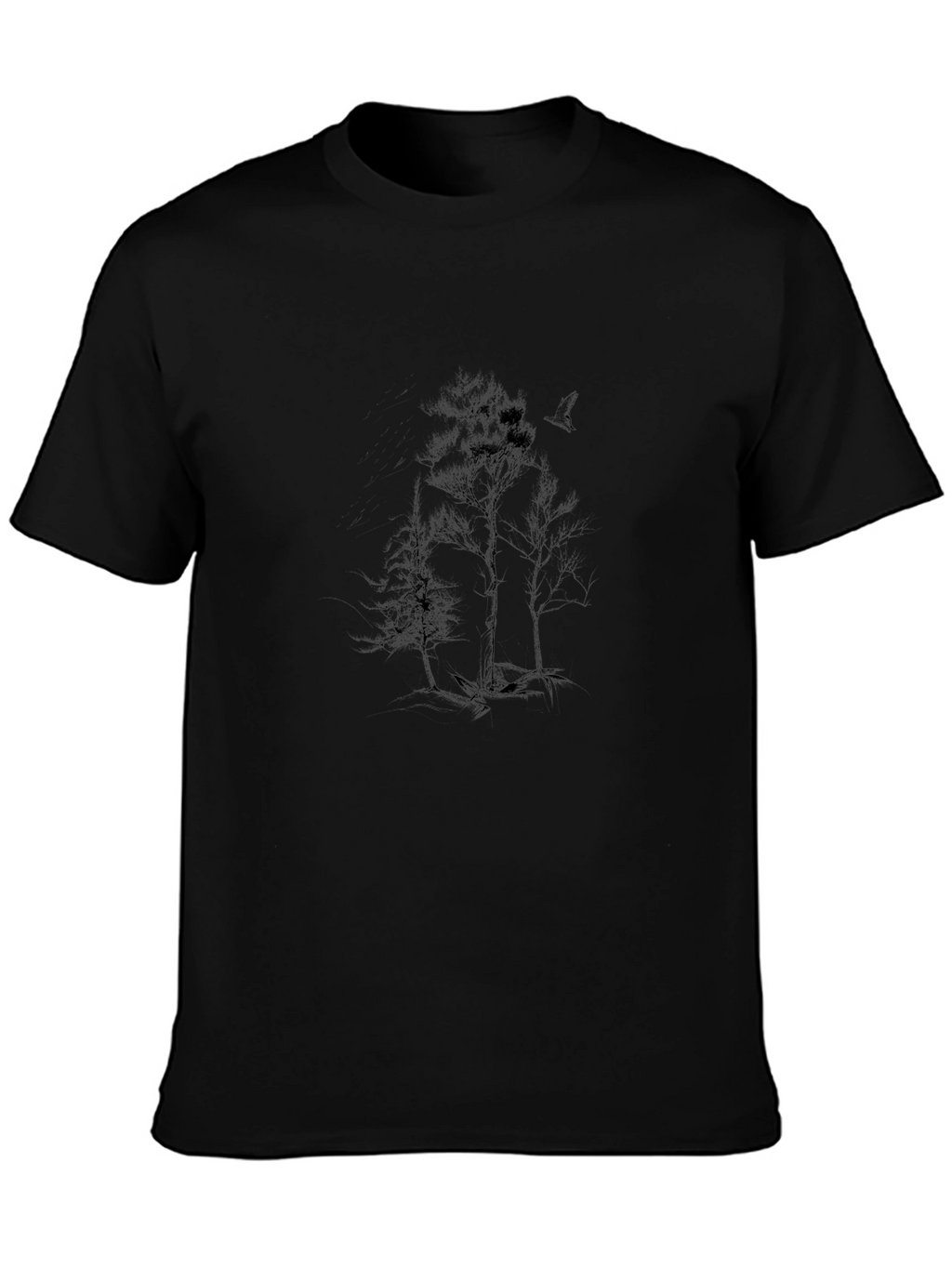 Mens Black Tee with Tree Graphic