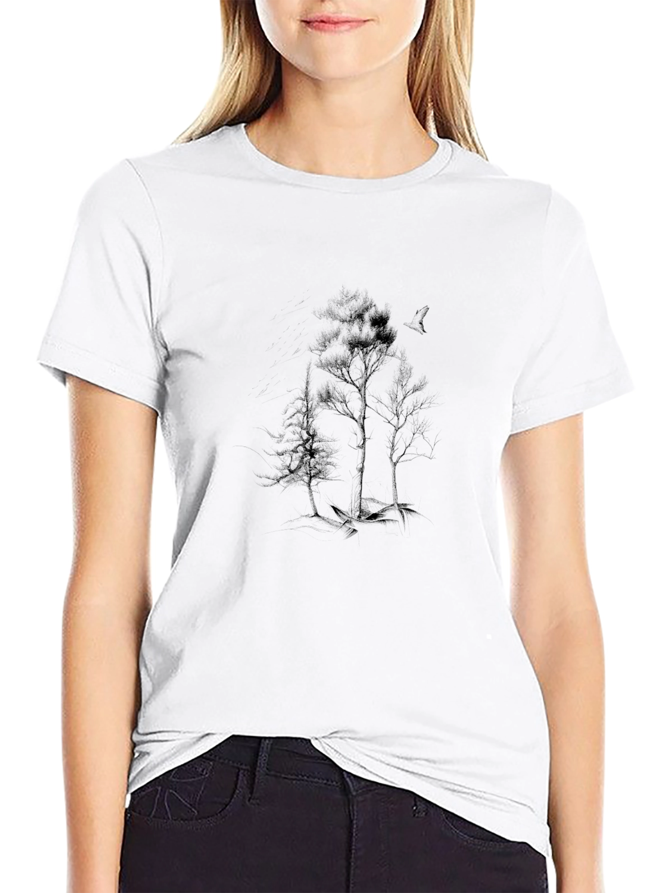 Mens Black Tee with Tree Graphic