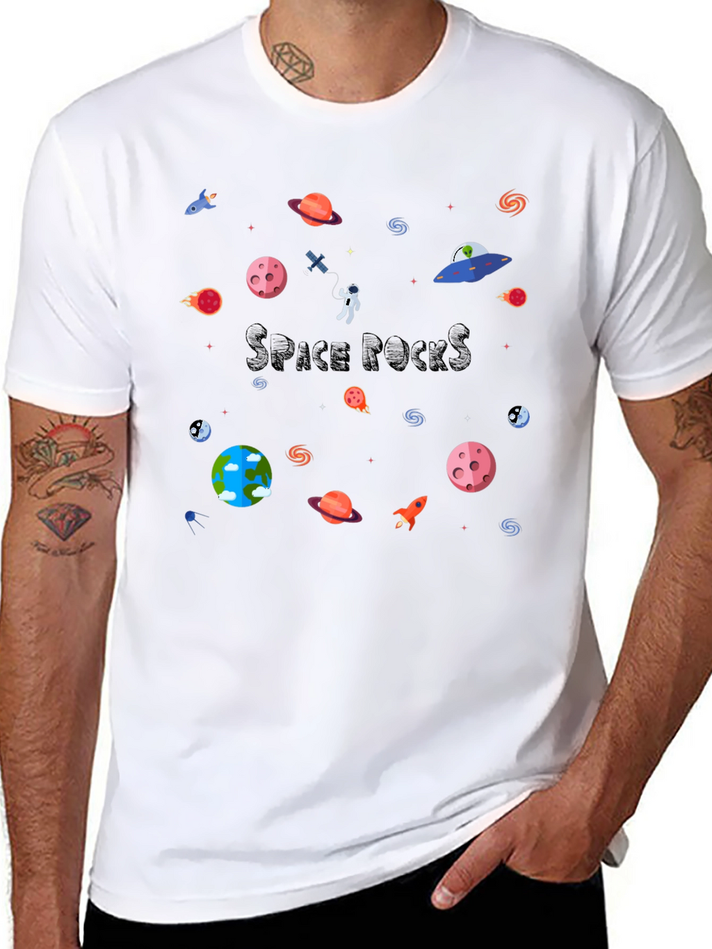 Space Rocks Black T-Shirt