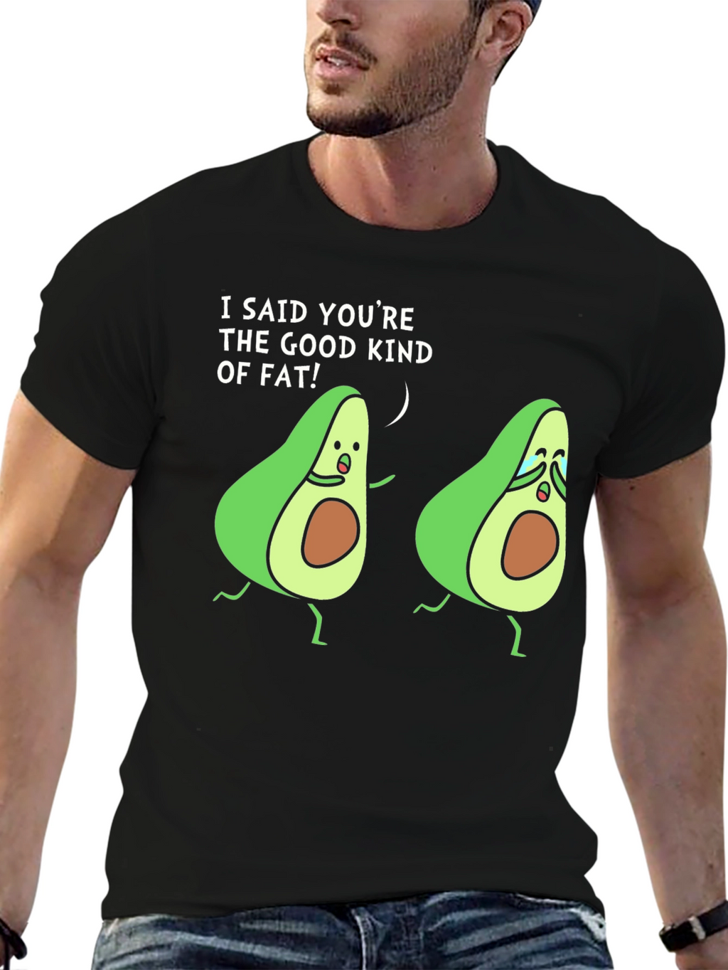 Avocado Humor Black T-Shirt Good Kind Of Fat