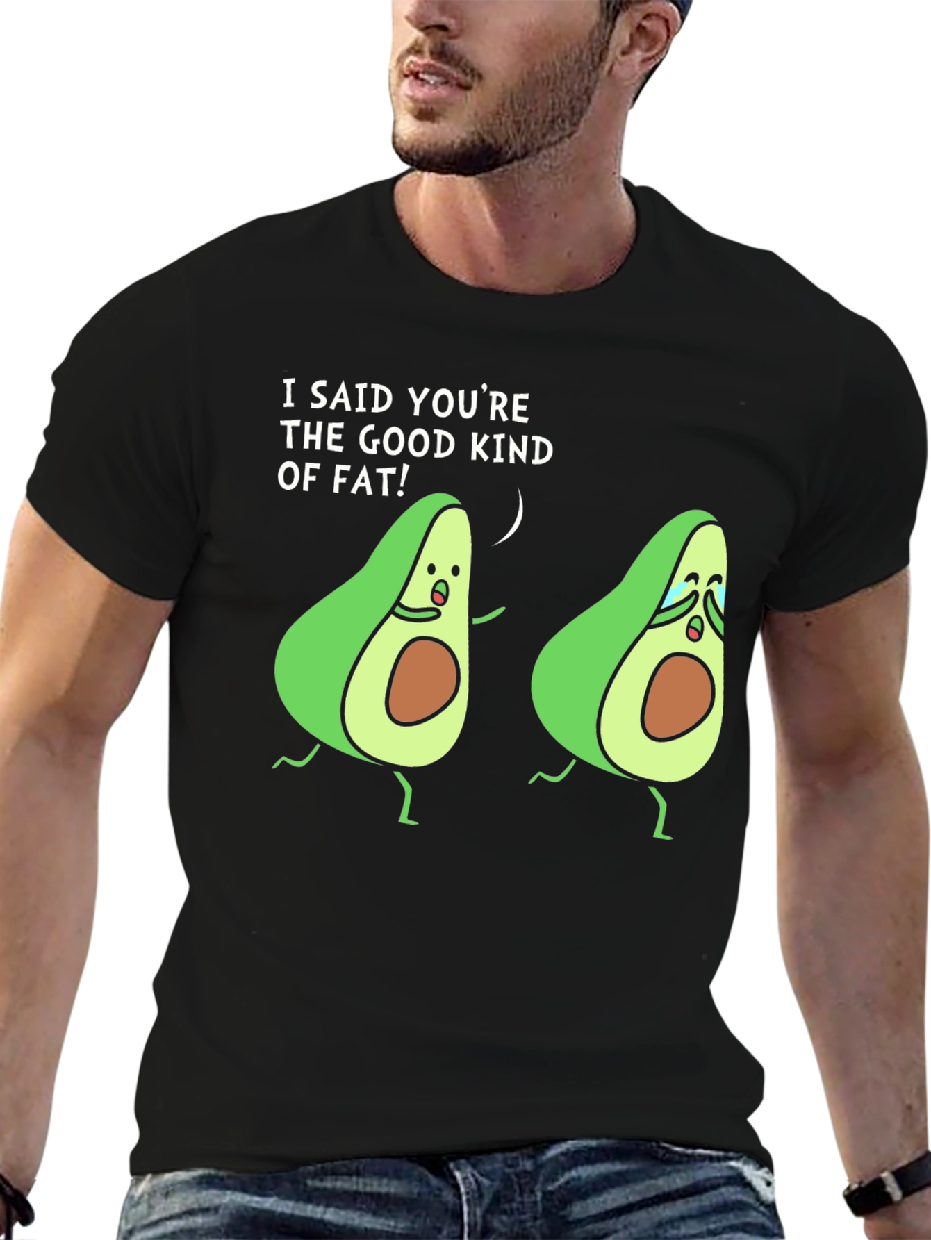 Avocado Humor Black T-Shirt Good Kind Of Fat