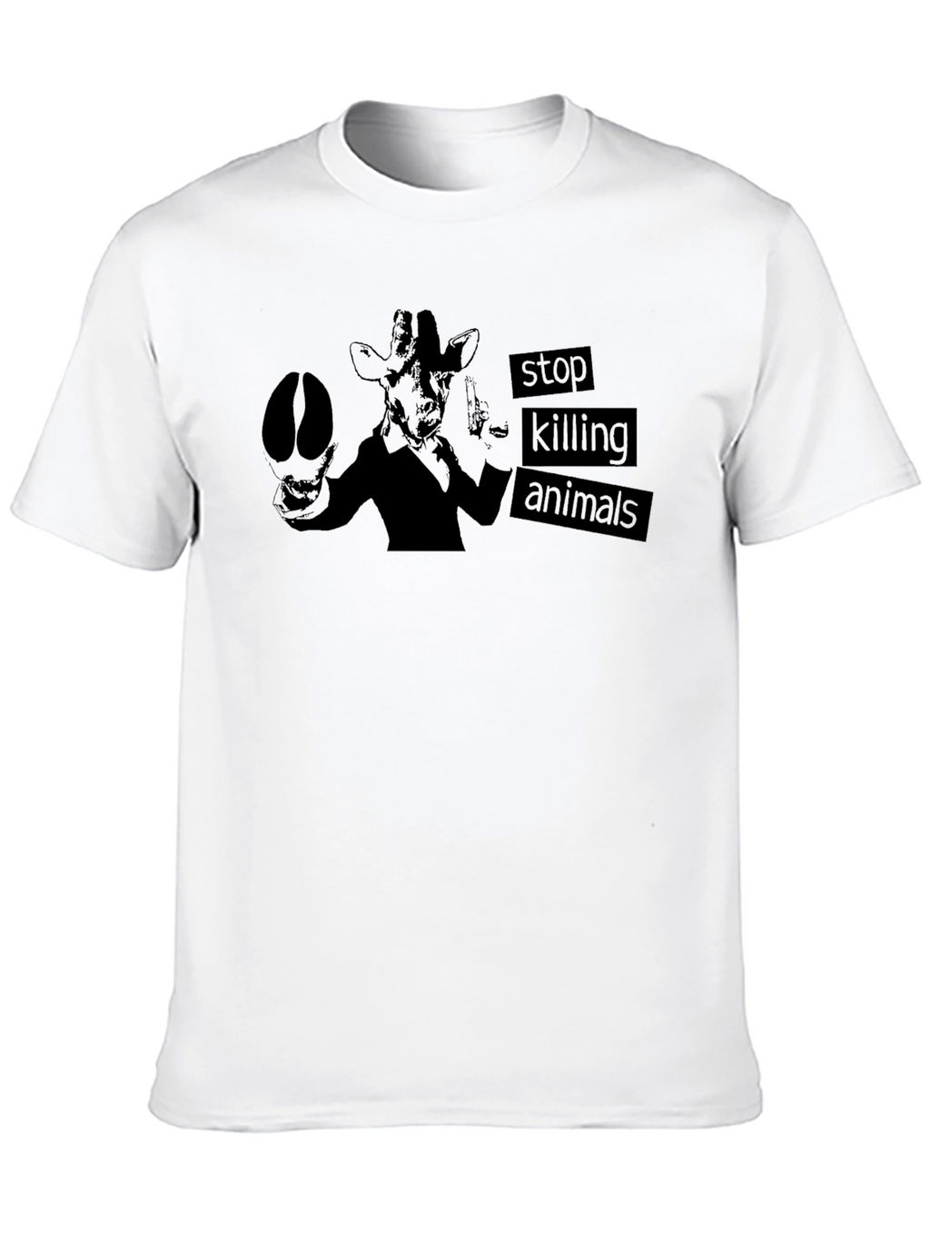 Stop Killing Animals T-Shirt - Giraffe Design