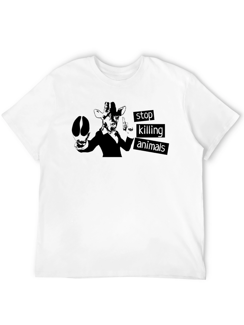 Stop Killing Animals T-Shirt - Giraffe Design