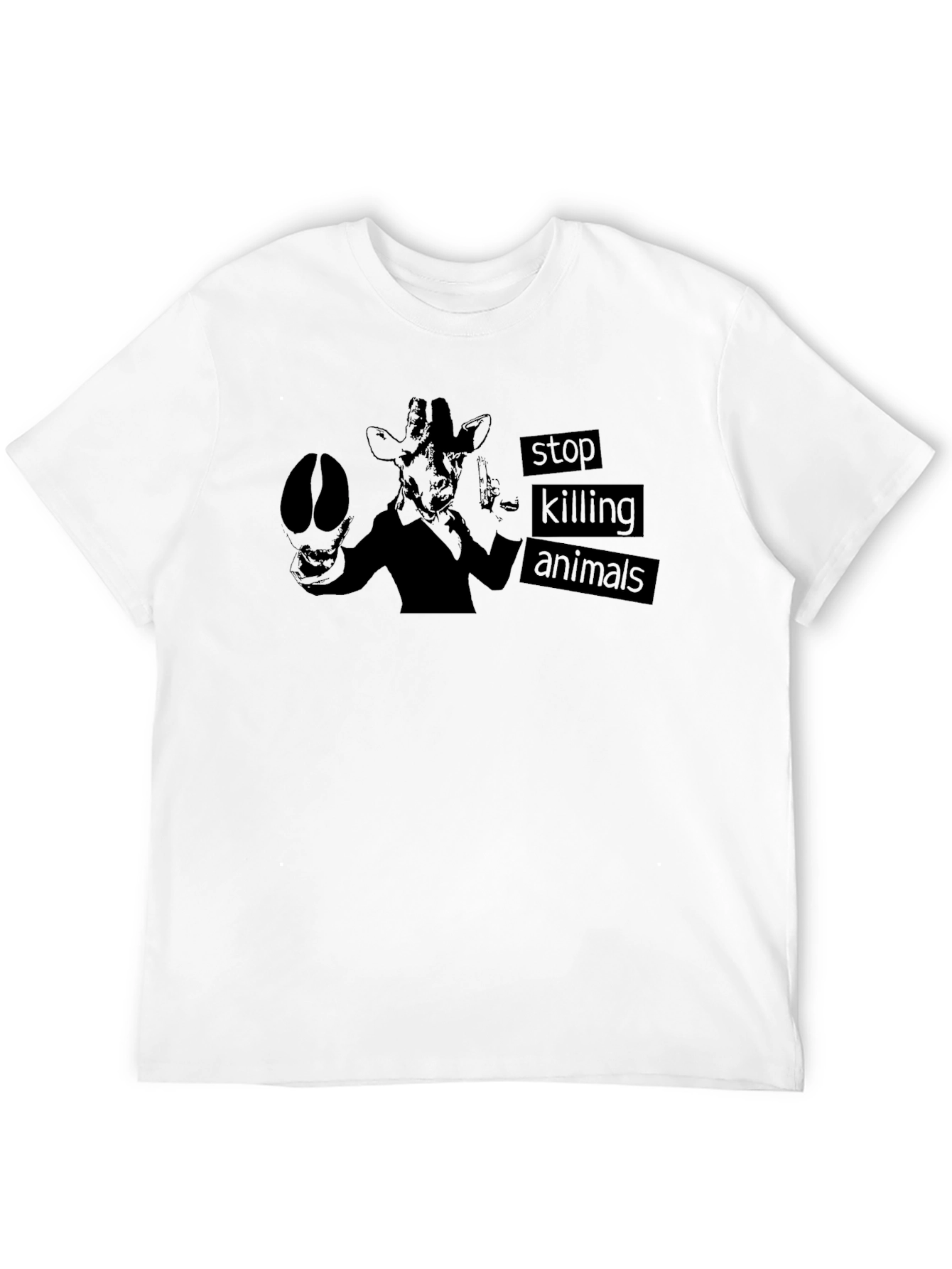 Stop Killing Animals T-Shirt - Giraffe Design